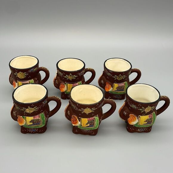 1920s Japanese Satsuma 6 Elephant Tea Cups Hand Painted Porcelain Figurine - Picture 6 of 15